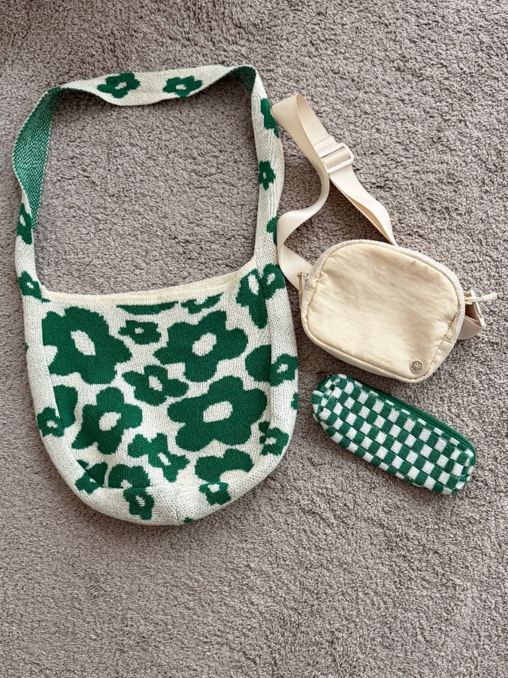 Matching Crossbody bag, Fanny Pack, and Pencil Pouch set.